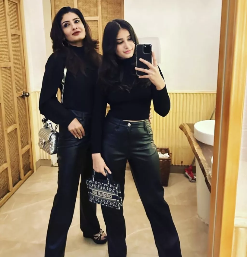 Raveena Tandon Turns Into A Chic Babe As She Twins With Daughter Rasha Thadani In Leather Pants