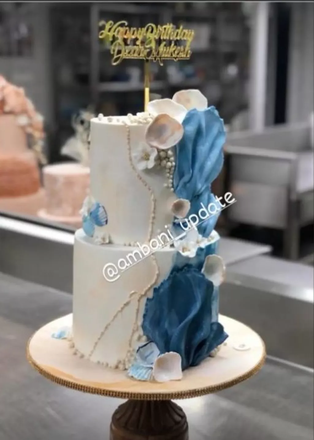 Mukesh Ambani's Unique TwoTiered Cake For His 66th Birthday Adorned With SeaShells And Pearls