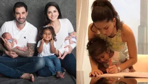Sunny Leone Wears Her 'Supermom Cape' As She Helps Daughter With Her Homework On A Vacation