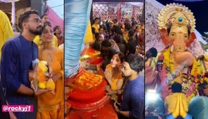 Hina Khan And Rocky Jaiswal's 'Divine' Visit At Lalbaugcha Raja Ganpati Pandal To Seek Blessings