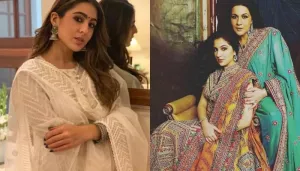 Sara Ali Khan Recreates Her Mother, Amrita Singh's Iconic Pose In Abu Jani-Sandeep Khosla Lehenga