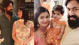 K.G.F. Star, Yash And Wife, Radhika Pandit Visit Srikanteshwara Temple For Daughter, Ayra's 'Mundan'