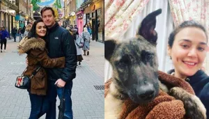 Preity Zinta's Pooch, Bruno Hampers Her Workout For A Belly Rub, Hubby, Gene Ensures She Finishes It