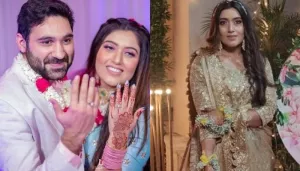 Shireen Mirza Wore A Golden 'Sharara' For Her 'Sangeet', BFF, Divyanka Tripathi Dazzles In Maroon