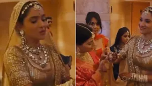 Ankita Lokhande's First Look As A Bride: Wears A Golden Lehenga, Flaunts 'Kaleere' And 'Sheeshpatti'