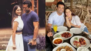 Kim Sharma And Leander Paes Share A Passionate Kiss As They Bring In The Christmas Vibe