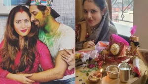 Kunal Verma Shares A Picture Of His Wife, Puja Banerjee And Their Baby Getting Ready For Gangaur