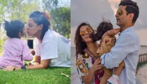 Mehr Dhupia Bedi Prefers Painting On Neha Dhupia And Angad Bedi Instead Of Paper For Her Art Session