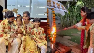 Shilpa Shetty Performs 'Raavan Dahan' With Son, Viaan, Her Daughter, Samisha Watches From A Distance