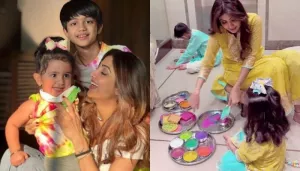 Shilpa Shetty's Kids, Viaan-Samisha Make Cutesy Tornado And Swastik Rangoli, Don Colourful Ensembles