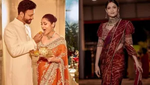 Ankita Lokhande Gives Bride Goals By Donning A Maroon Saree With Unique Blouse Style Worth Rs. 40K