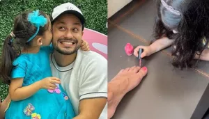 Inaaya Naumi Kemmu Puts Nail-Paint On Her Sleeping Daddy, Kunal Kemmu's Toes, Video Inside