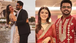 Bride-To-Be, Hansika Motwani Dons A Red Mirror-Work Saree For 'Mata Ki Chowki, Poses With Fiance