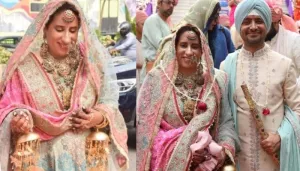 Guneet Monga Stuns In A Powder-Blue And Pink Lehenga For Her Gurudwara Wedding With Sunny Kapoor