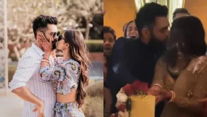 Mouni Roy And Suraj Nambiar Cut 3-Tier Cake At 'Sangeet' Night, Their Lip Lock Moment Is Unmissable