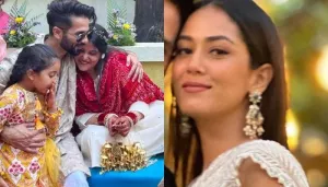Mira Kapoor Dons An Ivory Saree For 'Nanad' Sanah Kapur's Wedding, Poses With Hubby, Shahid Kapoor
