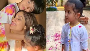 Shilpa Shetty's Daughter, Samisha's Cute Expression As She And Brother, Viaan Play Holi With Flowers