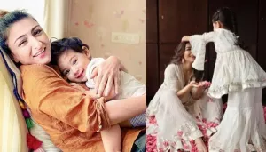 Soha Ali Khan Twins With Baby Girl, Inaaya In Sequinned Sharara, Latter Showers Rose Petals On Mommy