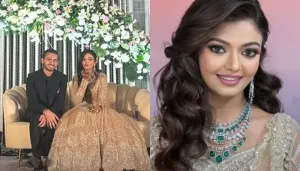 'Cheeni Kum' Fame, Swini Khara Turns 'Apsara' In A Golden Lehenga At Her Reception With Urvish Desai