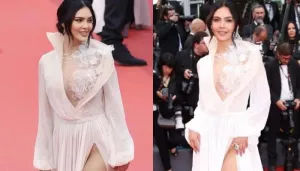 Esha Gupta Makes A Bold Debut At Cannes 2023 In A White Gown With A Risque Thigh-High Slit