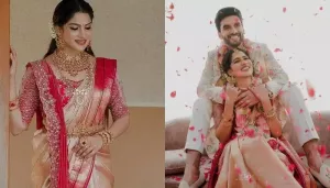 Swasika Vijay Dons Kanjeevaram Saree With Unique Blouse On Wedding, Styles It With Scallop 'Dupatta'