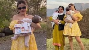 Rubina Dilaik Dons Off-Shoulder Yellow Dress As She Celebrates First Valentine's Day With Her Twins