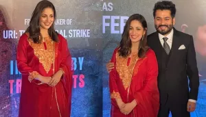 Yami Gautam Flaunts Her Baby Bump In A Red Suit And Kashimiri 'Aatheru' At The Premiere Of Her Film