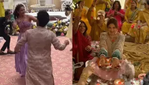 Surbhi Chandna Sings 'Bappa Morya Re' At 'Chooda' Ceremony, Dances With Groom At Their 'Haldi'