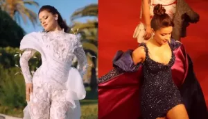 Avneet Kaur Dazzles In Navy Blue Sequinned Mini Dress With Long Trail For Second Look At Cannes 2024