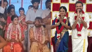 Premgi Amaren Ties The Knot With His Ladylove, Indhu, The Bride Stuns In A Royal 'Kanjeeveram' Saree