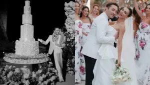 Amy Jackson Wrapped Her Bouquet With A Necklace From Ed Westwick's Late Mom, Duo Cut A 5-Tiered Cake