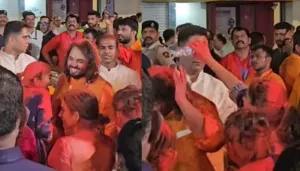 Radhika Merchant Playfully Pours Water On Anant Ambani As She Jumps In Joy During Ganpati Visarjan