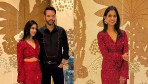 Birthday Girl Isha Ambani Bedazzles In Red, Poses With Husband, Anand Piramal At Celebration