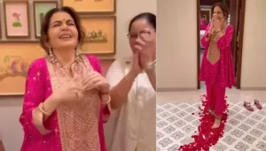 Nita Ambani Gets Flowery Surprise On Her 62nd Birthday, Cuts A Chocolate Cake With Her Team