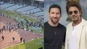 Lionel Messi GOAT Tour: Angry Fans Throw Bottles After He Exits In 10 Mins, Interacts With SRK