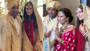 Shobhaa De Stuns In Red As Her Son Gets Married, Bride Wears Golden Lehenga By AJSK