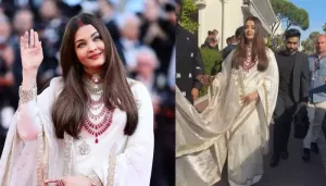 Aishwarya Rai Bachchan Owns It Like A Queen In A White Saree And 'Sindoor Adorned Maang' At Cannes