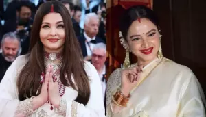 Aishwarya Rai Wore Manish Malhotra Saree For Cannes, Fans Compare Her 'Sindoor-Bhari Maang' To Rekha