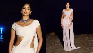 Janhvi Kapoor Brings 'Kaate Nahi Kat Te' Era Of Sridevi Back At Cannes With Wet-Draped Fusion-Saree