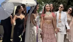 Alia Bhatt Wore A Black-Hued Strapless Gown With White Umbrella For A Friend's Spanish Wedding