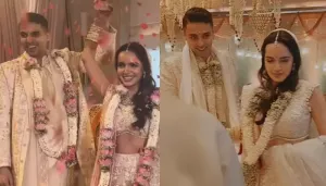 Shazahn Padamsee Ties The Knot With Ashish Kanakia, Glows In An Elegant Ivory Lehenga
