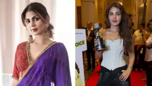 Rhea Chakraborty Dons An Acid Wash Baggy Denim Worth Rs. 4K As She Accepts Award For Best Podcast