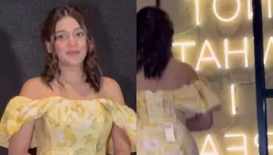 RJ Mahvash Has An Oops Moment During An Event After She Forgot To Remove Price Tag From Her Dress