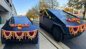 Tesla Cybertruck Replaces The Groom's 'Ghodi', Joins Grand Indian Wedding As A 'Baraat' Car