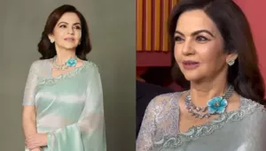 Nita Ambani Stuns In An Exquisite Heart-Shaped Diamond Necklace Sculptural With Turquoise Titanium