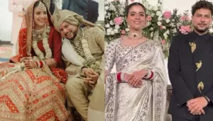 Kuldeep Yadav And Vanshika's Lavish Reception, Bride Stuns In Cream-Hued Saree With Sindoor, Chooda