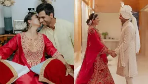 Aaron Rai And Gaurika Bishnoi's Unseen Wedding Pictures, She Stuns In A Red Embroidered Lehenga