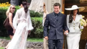 Dua Lipa Oozes Elegance In A White-Toned Lacy Outfit For Her Wedding Brunch With Callum Turner