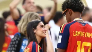 Lamine Yamal's 21-Year-Old Girlfriend Ines Garcia Sits With Him Holding FIFA World Cup 2026 Trophy