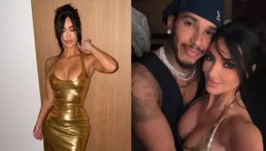 Kim Kardashian Dazzles In Gold Dress As She Shares Steamy Kiss With Lewis Hamilton By Eiffel Tower